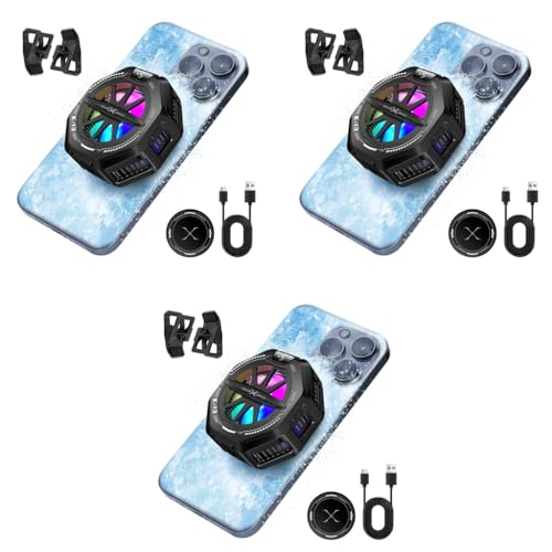 ZORBES® Phone Cooler for Gaming Magnetic Mobile with 4 Level Modes LCD Display RGB Light Semiconductor Technology Clips for iOS Android Phones 3PCS ZORBES® Phone Cooler for Gaming Magnetic Mobile with 4 Level Modes LCD Display RGB Light Semiconductor Technology Clips for iOS Android Phones 3PCS